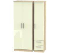 Ready Assembled 2 U Trent Tall Triple Plain + Drawer Wardrobe (Ready Assembled) in Cream Ready Assembled 2 U Cream