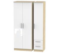 Ready Assembled 2 U Trent Tall Triple Plain + Drawer Wardrobe (Ready Assembled) in White Ready Assembled 2 U White