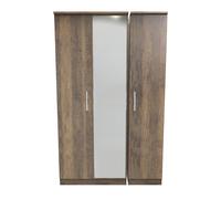 Trent Triple Mirrored Wardrobe In Vintage Oak (Ready Assembled)