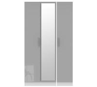 Trent Triple Mirrored Wardrobe In Grey & White (Ready Assembled)