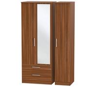 Ready Assembled 2 U Trent Triple Mirror Wardrobe with 2 Drawers (Ready Assembled) in Walnut Ready Assembled 2 U Walnut