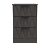 Ready Assembled 2 U Washington 3 Drawer Bedside Cabinet (Ready Assembled) in Dark Grey Ready Assembled 2 U Dark Grey