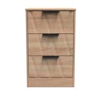Calgary Ready Assembled 3 Drawer Bedside Cabinet in Bardolino Oak - Welcome Furniture | TJ Hughes
