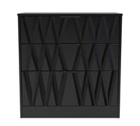 Welcome Furniture Ready Assembled Las Vegas 3 Drawer Deep Chest In Deep Black & Black Matt, Black