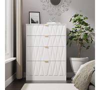 Welcome Furniture Las Vegas 4 Drawer Deep Chest with Gold Handles Large White