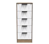 Ready Assembled 2 U Washington 5 Drawer Tall Bedside (Ready Assembled) in Dark Brown Ready Assembled 2 U Dark Brown