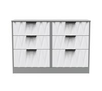 Welcome Furniture Ready Assembled Las Vegas 6 Drawer Midi Chest In White Matt & Dusk Grey, White
