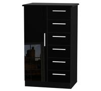 Ready Assembled 2 U Windsor 1 Door 5 Drawer Childrens Wardrobe (Ready Assembled) in Black Ready Assembled 2 U Black