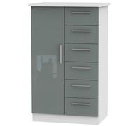 Ready Assembled 2 U Windsor 1 Door 5 Drawer Childrens Wardrobe (Ready Assembled) in Light Grey Ready Assembled 2 U Light Grey