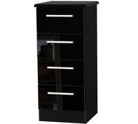 Ready Assembled 2 U Windsor 4 Drawer Tall Bedside (Ready Assembled) in Black Ready Assembled 2 U Black