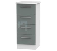 Ready Assembled 2 U Windsor 4 Drawer Tall Bedside (Ready Assembled) in Light Grey Ready Assembled 2 U Light Grey