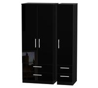 Ready Assembled 2 U Windsor Triple 2 Drawer + Drawer Wardrobe (Ready Assembled) in Black Ready Assembled 2 U Black
