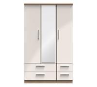 Ready Assembled 2 U Windsor Triple 2 Drawer Mirror + Drawer Wardrobe (Ready Assembled) in Beige Ready Assembled 2 U Beige