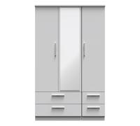 Ready Assembled 2 U Windsor Triple 2 Drawer Mirror + Drawer Wardrobe (Ready Assembled) in Mid Grey Ready Assembled 2 U Mid Grey