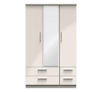 Ready Assembled 2 U Windsor Triple 2 Drawer Mirror + Drawer Wardrobe (Ready Assembled) in Taupe Ready Assembled 2 U Taupe