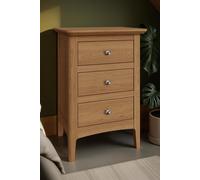 Fwstyle Solid Natural Ash Wooden 3 Drawer Chest Of Drawers, Brown