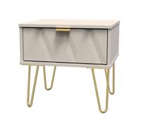 Welcome Furniture Ready Assembled Diamond 1 Drawer Bedside In Kashmir Matt, Cream