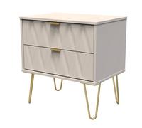 Welcome Furniture Ready Assembled Diamond 2 Drawer Side Table In Kashmir Matt, Brown