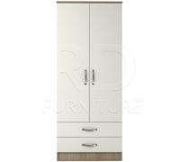 Ready assembled Classic 2 Door 2 Drawer Wardrobe Oak And White