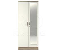 Ready assembled Classic 2 Door Mirrored Wardrobe Oak And White