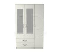 Ready assembled Classic 3 Door 2 Drawer Mirrored Wardrobe White