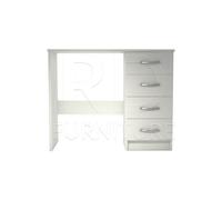 Ready assembled Classic Dressing Table White - 4 Drawers, Metal Handles, Smooth Gliders, Laminated Chipboard, Wall Fixing Required