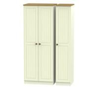 Ready Assembled Contemporary Matt Cream Oak Effect Tall Triple Wardrobe (H)1970mm (W)1110mm (D)530mm