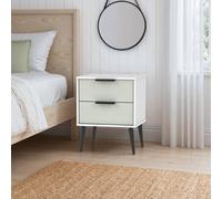 Ready Assembled Matt Grey & White 2 Drawer Bedside Table (H)570mm (W)450mm (D)395mm
