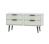 Ready Assembled Matt Grey & White 4 Drawer Wide Chest Of Drawers (H)570mm (W)1145mm (D)395mm
