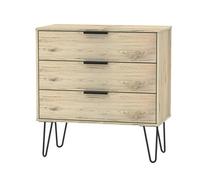 Ready Assembled Matt Oak Effect 3 Drawer Chest (H)740mm (W)765mm (D)395mm