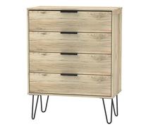 Ready Assembled Matt Oak Effect 4 Drawer Chest Of Drawers (H)910mm (W)765mm (D)395mm