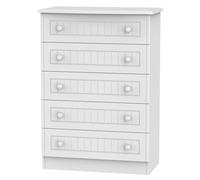 Ready Assembled Matt White 5 Drawer Chest Of Drawers (H)1075mm (W)765mm (D)415mm