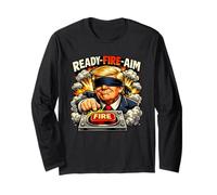 Ready Fire Aim Funny Political Cartoon Graphic Long Sleeve T-Shirt