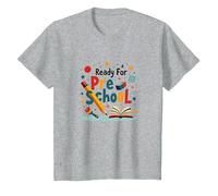 Ready for Pre School - Fun Learning Adventure Begins T-Shirt, Kids, Heather Grey, 8 Years