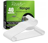 Ready Hanger 40 White Plastic Hangers That Show When They are Ready to Use, Adds Extra Space in Closet, Doesn't Stretch Shirt Collars