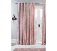 Ready Made Eyelet Crushed Velvet Curtains, Blush OHS Light Pink 167cm width x 183cm drop