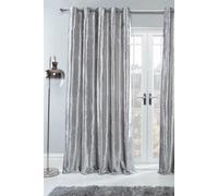 Ready Made Eyelet Crushed Velvet Curtains, Silver OHS Light Grey 117cm width x 229cm drop
