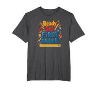 Ready, Set, First Grade! School Supplies Celebration T-Shirt, Men's Big and Tall, Dark Heather Grey, 2X Tall