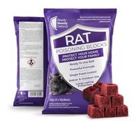 Ready Steady Defend - 250g Rat and Mouse Bait - 25x10g Brodifacoum Rodenticide Blocks - Ready to Use Poison for Rats and Mice - High Palatability Formula - For Tamper-Resistant Bait Stations - UK Made