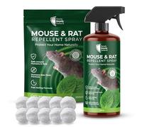 READY STEADY DEFEND Mouse & Rat Repellent Spray with Cotton Balls - Natural Peppermint Oil Deterrent, Safe for Home Use, Non-Toxic, Eco-Friendly Indoor Pest Control - 200ml