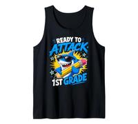 Ready to Attack 1ST Grade Funny Kids Tank Top