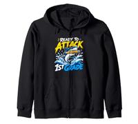 READY TO ATTACK 1ST GRADE Funny Kids Zip Hoodie