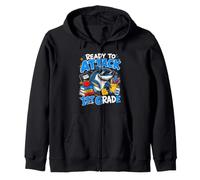READY TO ATTACK 1ST GRADE Funny Kids Zip Hoodie