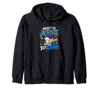 READY TO ATTACK 1ST GRADE Funny Kids Zip Hoodie