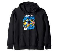 READY TO ATTACK 1ST GRADE Funny Kids Zip Hoodie
