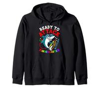 READY TO ATTACK Kindergarten Funny Shark Kindergarten Zip Hoodie