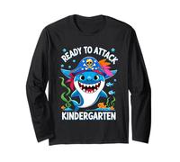 Ready to Attack Kindergarten Shark Back to School Boys Kids Long Sleeve T-Shirt