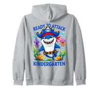 Ready to Attack Kindergarten Shark Back to School Boys Kids Zip Hoodie