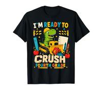 Ready to Crush Fourth Grade Dinosaur Dozer Back to School T-Shirt
