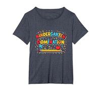 Ready to Crush Kindergarten Domination School Fun T-Shirt, Women's Plus, Heather Blue, 1X